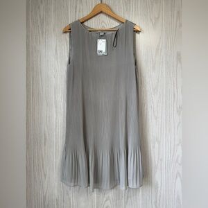 H&M Pleated A-Line Dress Light Sage Green Size M NWT